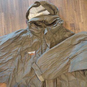 Frogg Toggs Lightweight Rain Jacket Mens L Green Full Zip Removable Hood Hiking.